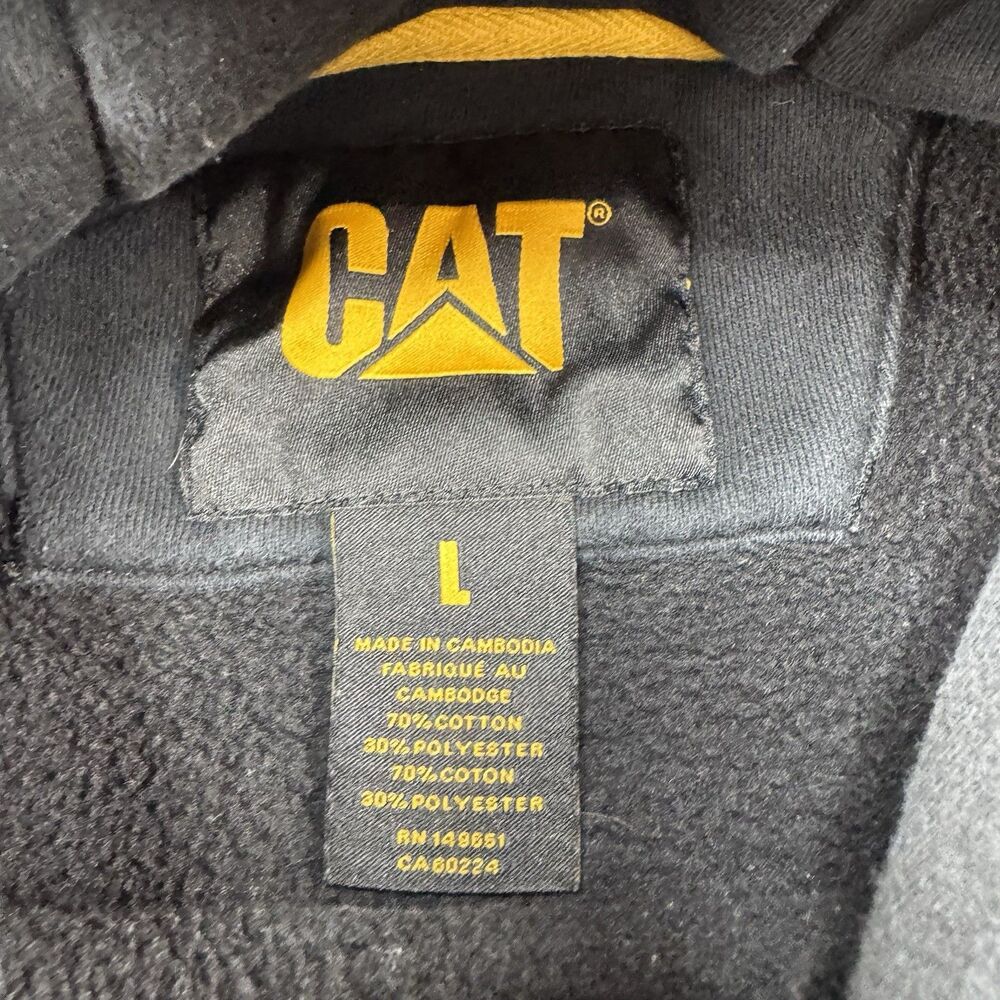 Caterpillar Hoodie Mens L Black Sweatshirt CAT Construction Worker Sweater THICK - Picture 6 of 12